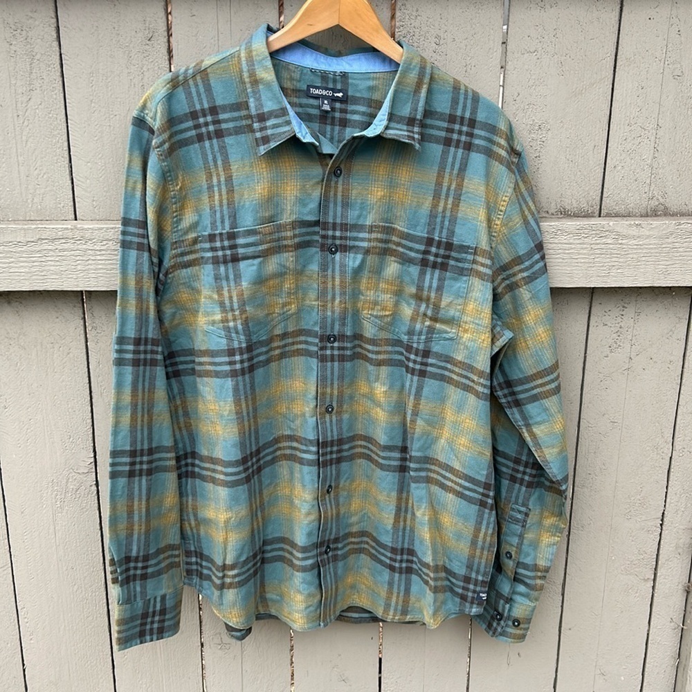 Toad & Co Men's Flannel Shirt 100% Organic Cotton Super Soft Hiking Camping XL